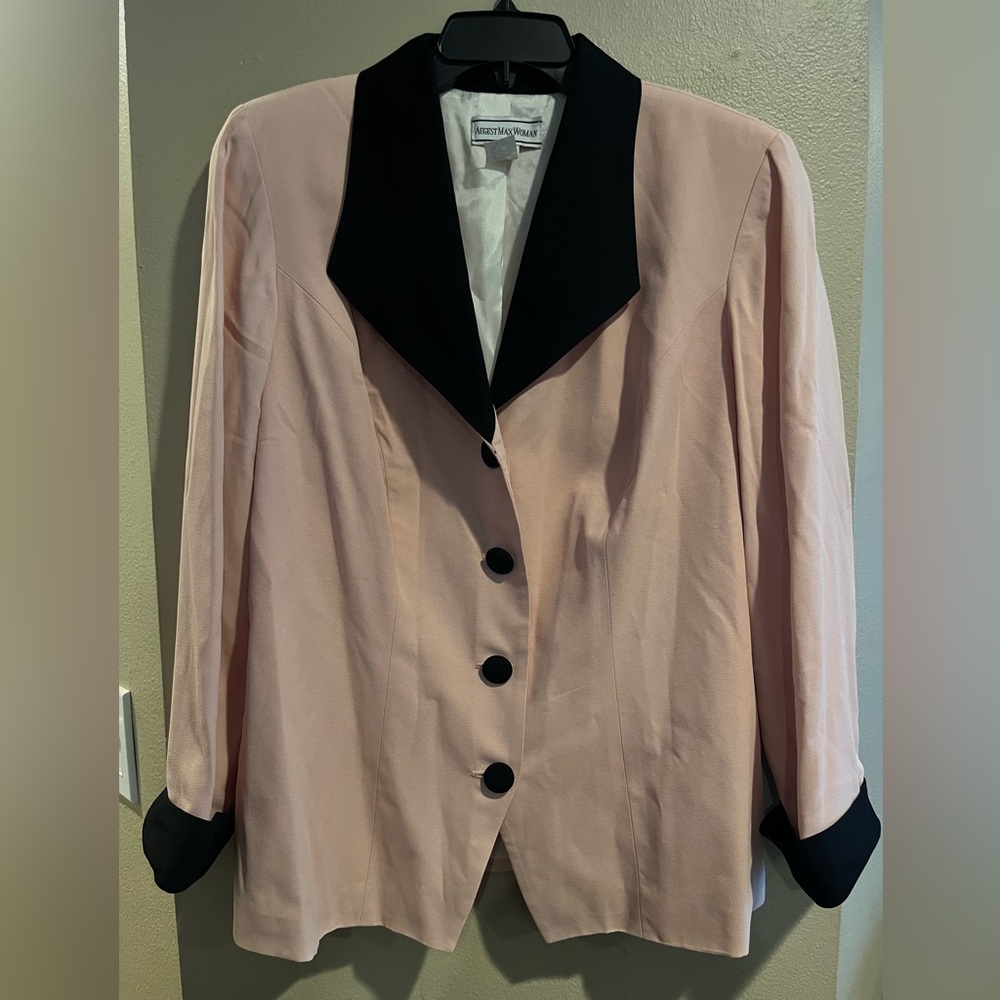 Vintage August Max Woman pink and black blazer Size 16W